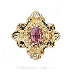 GS345 PT/D - 14 Karat Gold Slide with Pink Tourmaline center and Diamond accents 